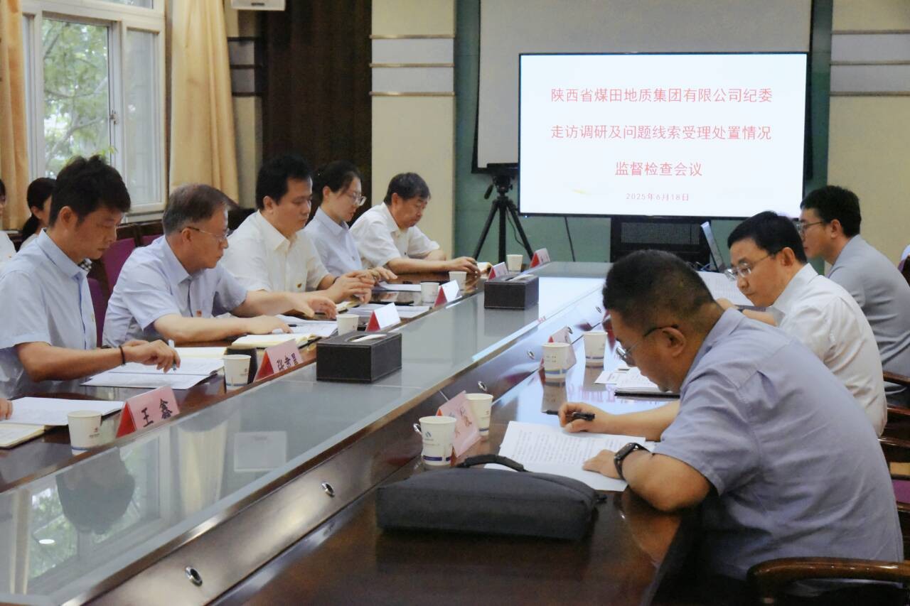 6月18日，陕煤地质集团党委委员、纪委书记任广军一行到油气公司开展走访调研并进行纪检专项监督检查。1（郭梦琪）.jpg